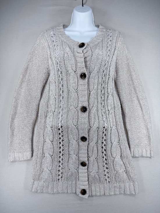 Old Navy Sweaters - Old Navy Cable Knit Button Front Long Cardigan Sweater Cream Beige L/G